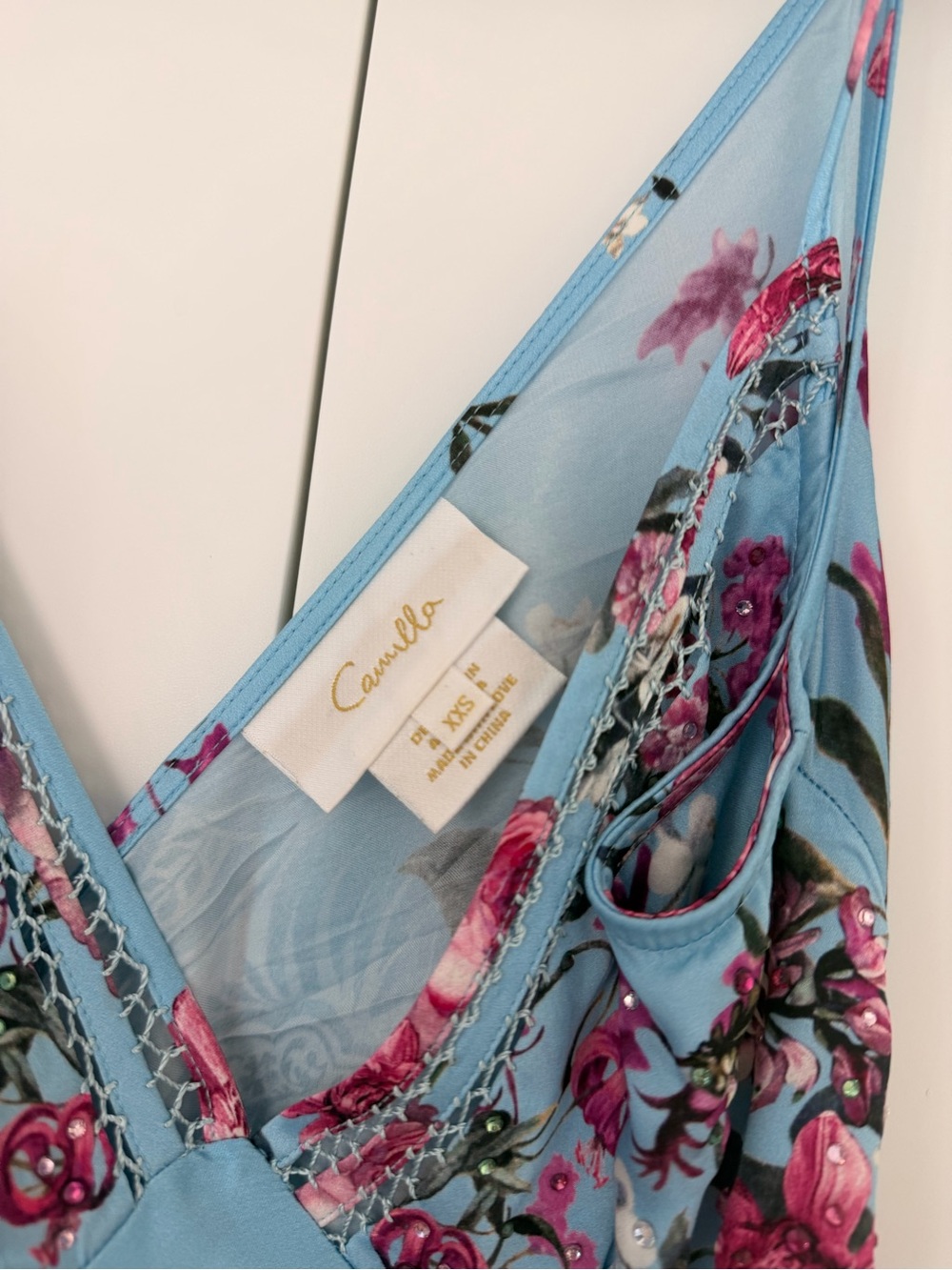 Camilla Sky Blue and Pink Floral Maxi Dress - Picture 6 of 6